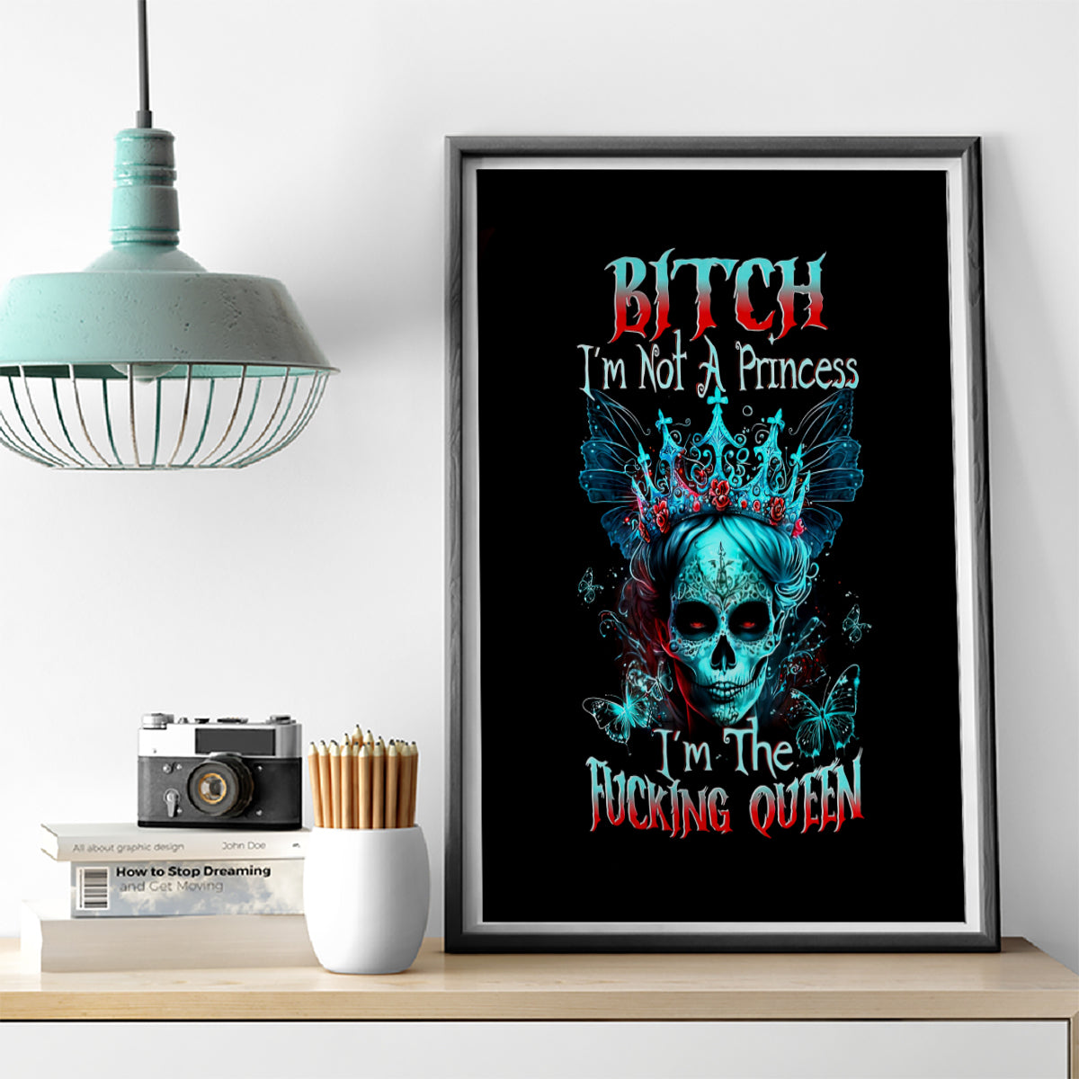 Da de los Muertos Skull Canvas Wall Art I'm Not A Princess I'm The Queen - Wonder Print Shop