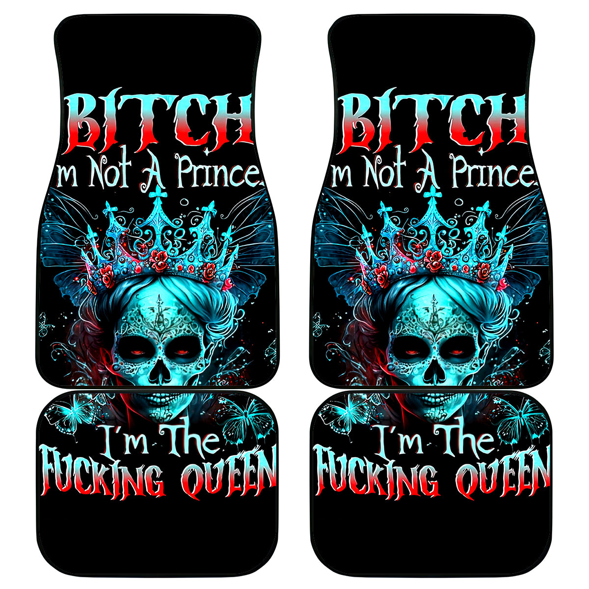 Da de los Muertos Skull Car Mats I'm Not A Princess I'm The Queen - Wonder Print Shop