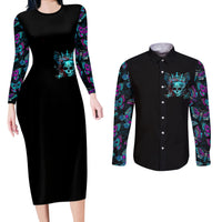 Día de los Muertos Skull Couples Matching Long Sleeve Bodycon Dress and Long Sleeve Button Shirts I'm Not A Princess I'm The Queen - Wonder Print Shop