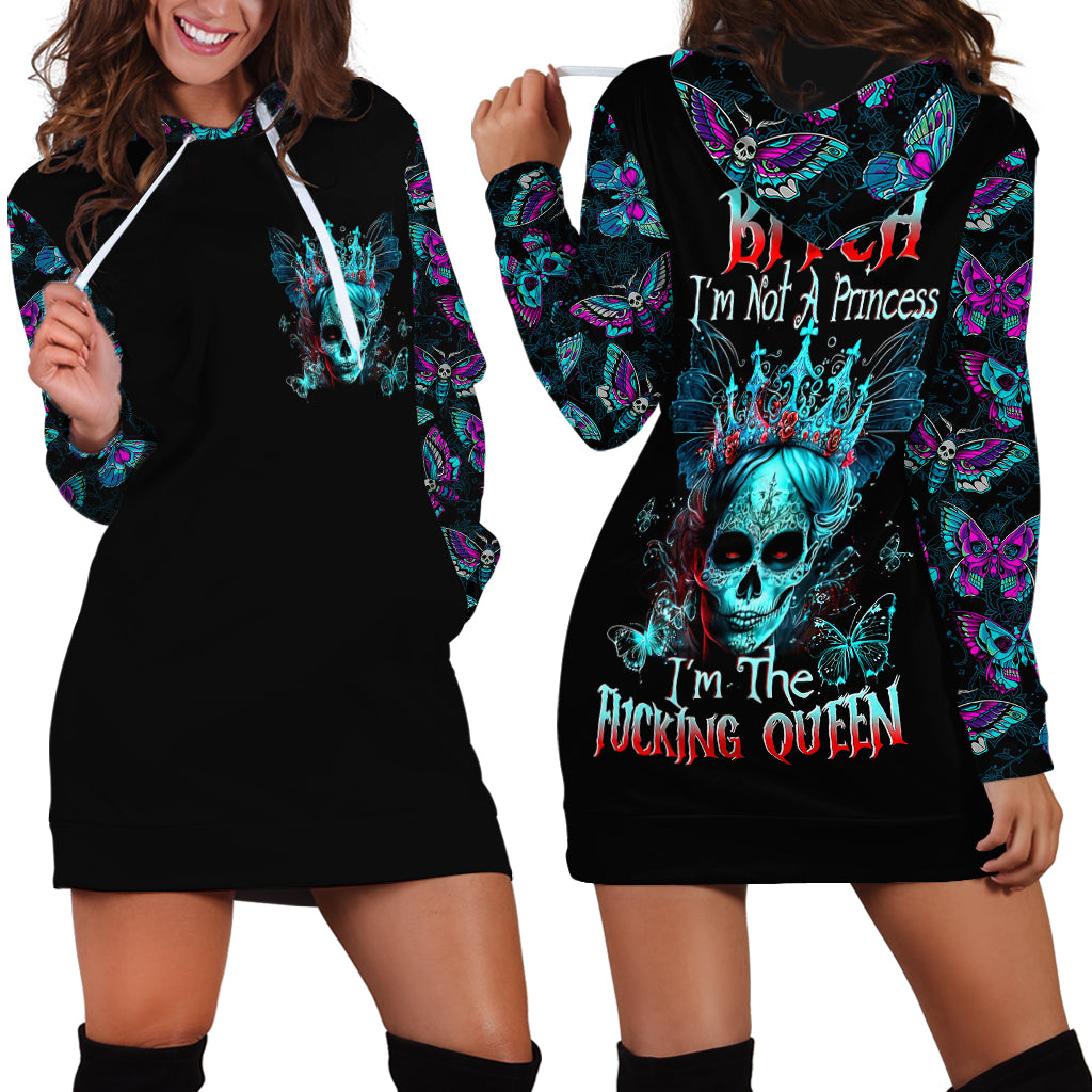 Día de los Muertos Skull Hoodie Dress I'm Not A Princess I'm The Queen - Wonder Print Shop