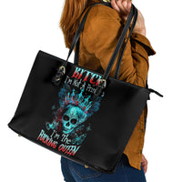 Da de los Muertos Skull Leather Tote Bag I'm Not A Princess I'm The Queen - Wonder Print Shop