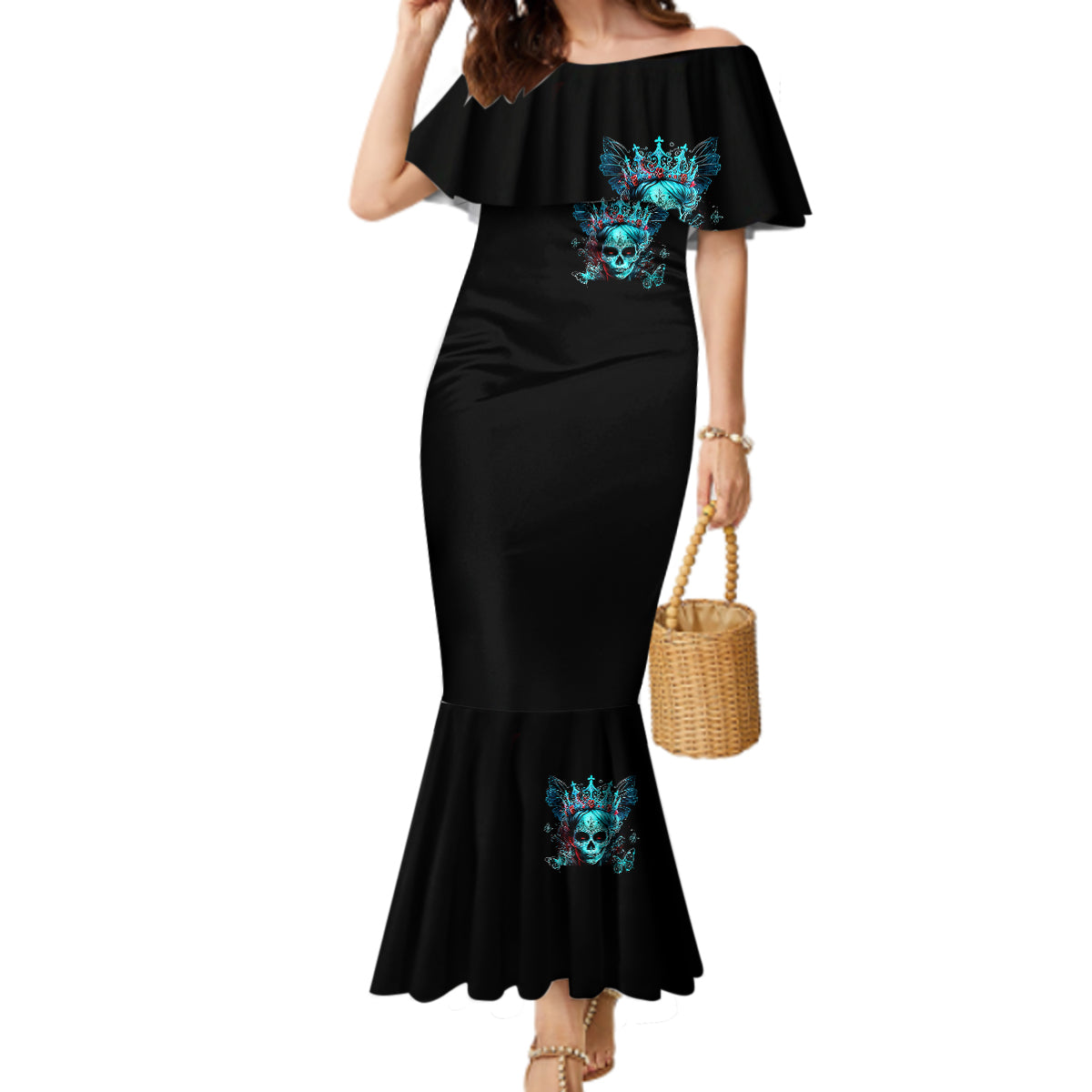 Día de los Muertos Skull Mermaid Dress I'm Not A Princess I'm The Queen - Wonder Print Shop