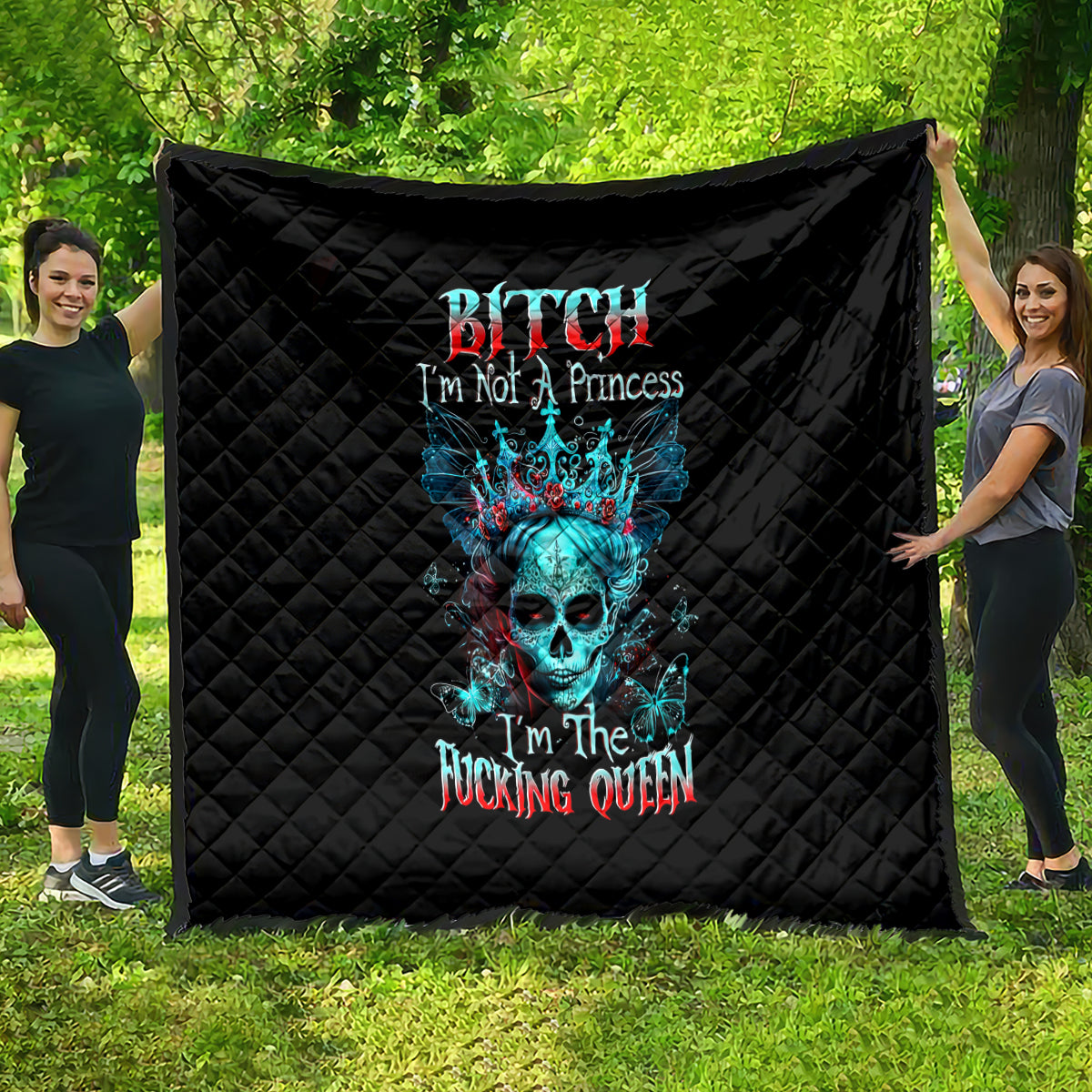 Da de los Muertos Skull Quilt I'm Not A Princess I'm The Queen - Wonder Print Shop