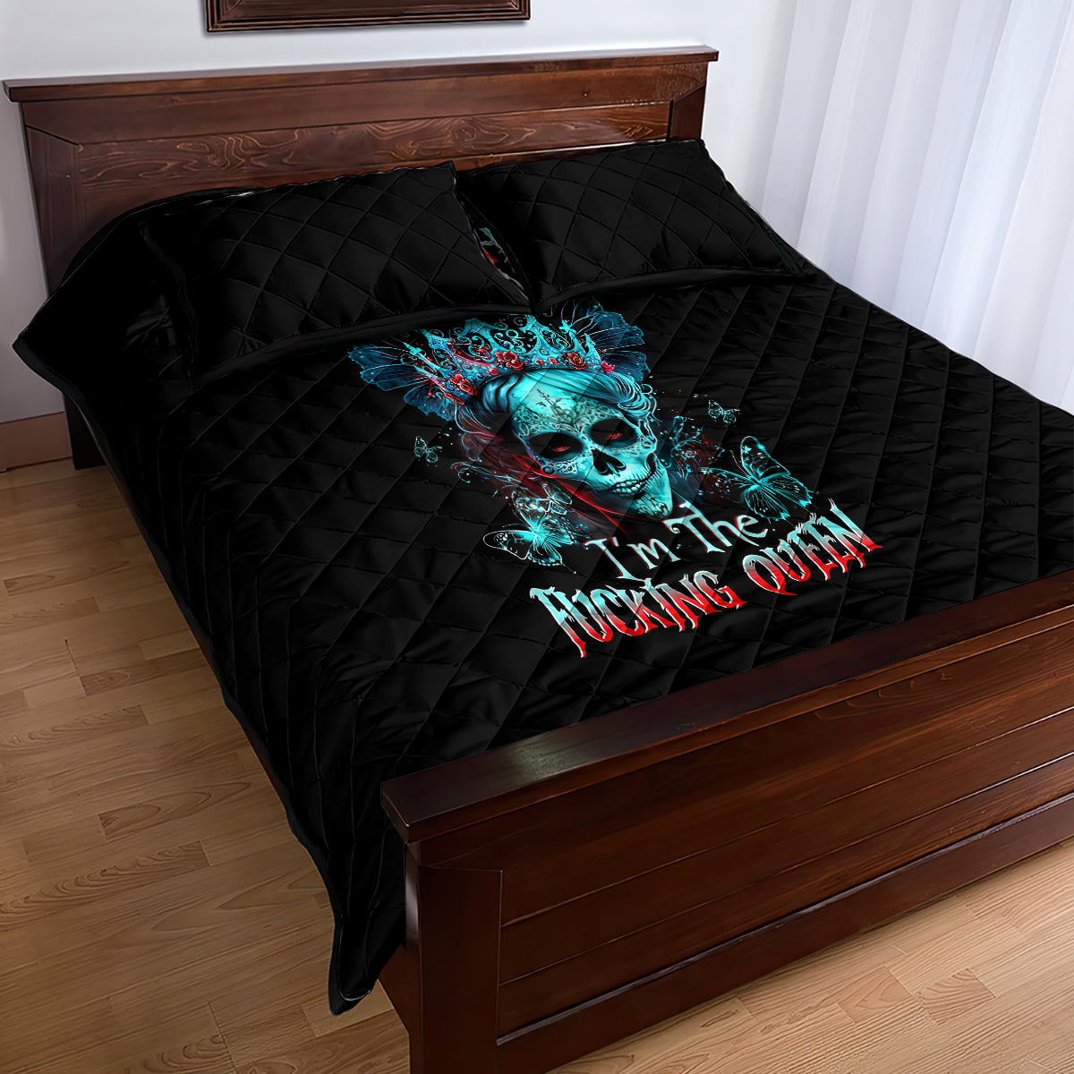 Da de los Muertos Skull Quilt Bed Set I'm Not A Princess I'm The Queen - Wonder Print Shop