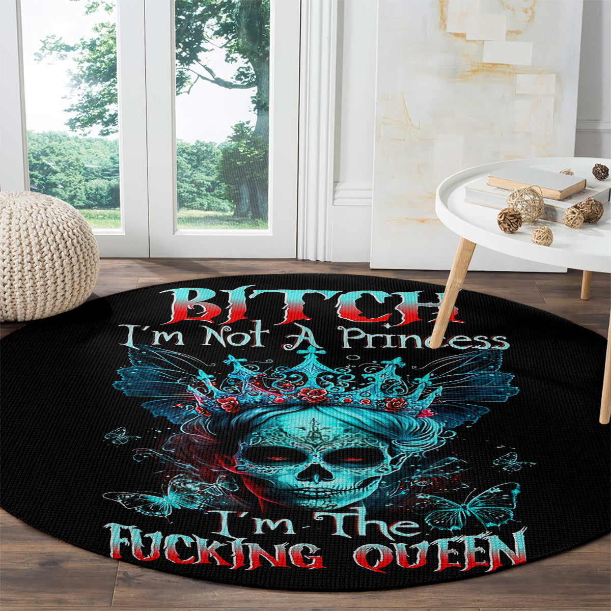 da-de-los-muertos-skull-round-carpet-im-not-a-princess-im-the-queen