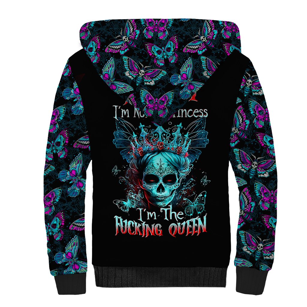 Día de los Muertos Skull Sherpa Hoodie I'm Not A Princess I'm The Queen - Wonder Print Shop