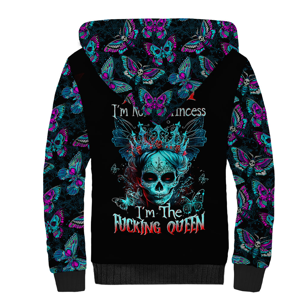 Día de los Muertos Skull Sherpa Hoodie I'm Not A Princess I'm The Queen - Wonder Print Shop
