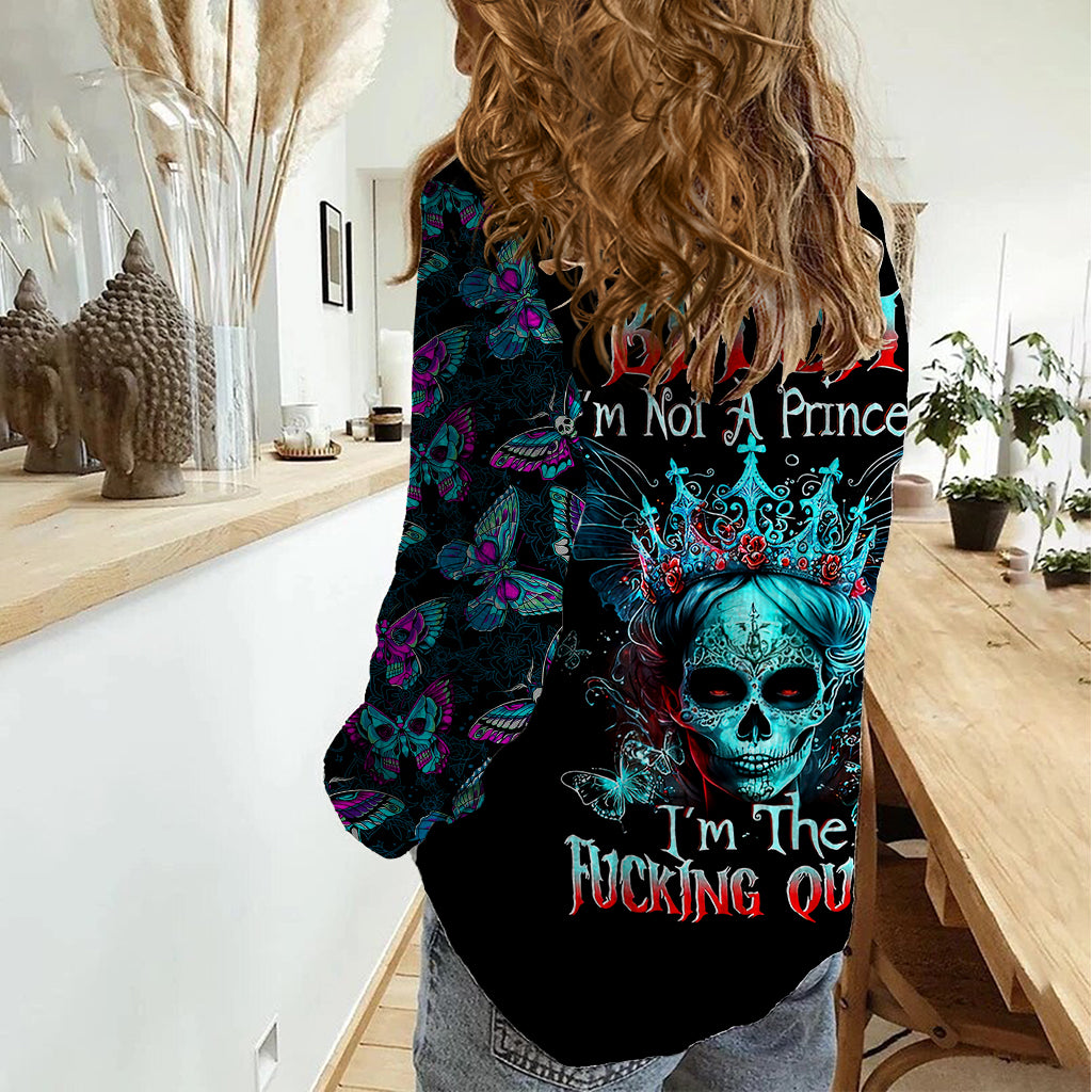 Día de los Muertos Skull Women Casual Shirt I'm Not A Princess I'm The Queen - Wonder Print Shop