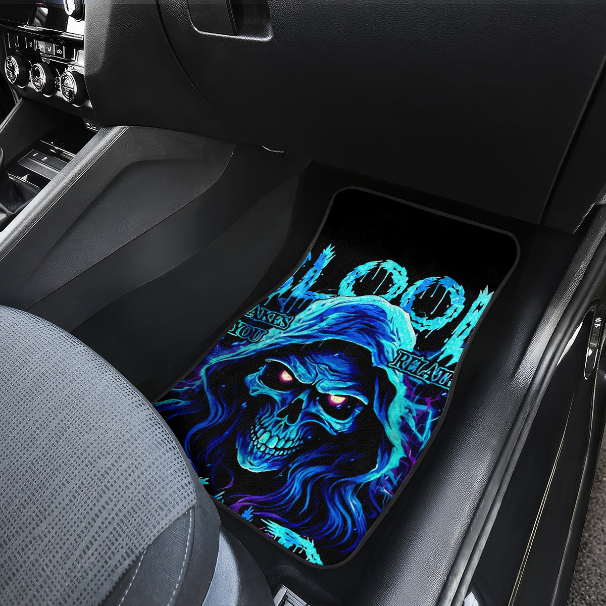 Blue Flame Skull Car Mats Blood Make You Related - Wonder Print Shop