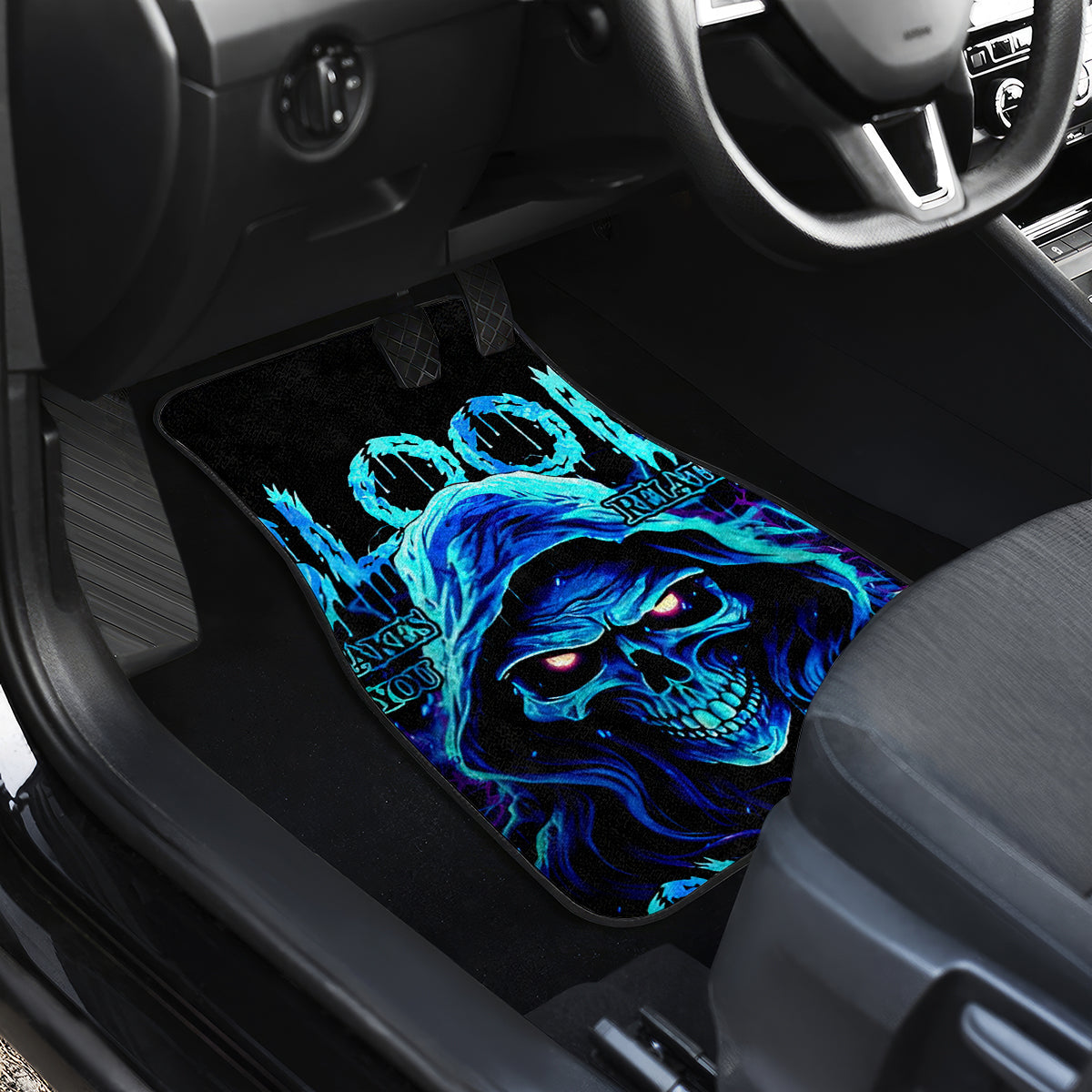 Blue Flame Skull Car Mats Blood Make You Related - Wonder Print Shop