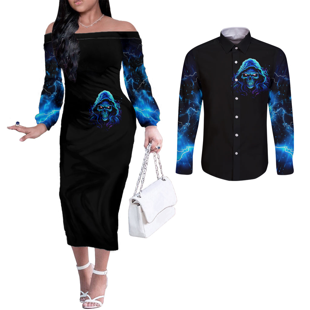 blue-flame-skull-couples-matching-off-the-shoulder-long-sleeve-dress-and-long-sleeve-button-shirts-blood-make-you-related