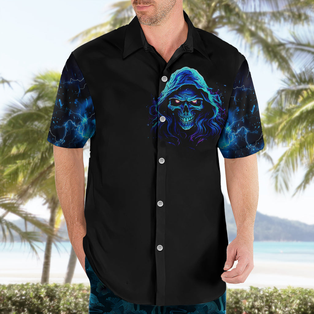 Blue Flame Skull Hawaiian Shirt Blood Make You Related - Wonder Print Shop