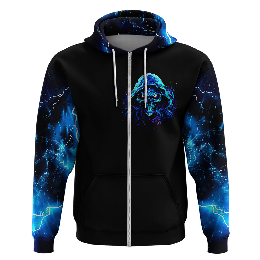 Blue Flame Skull Hoodie Blood Make You Related - Wonder Print Shop