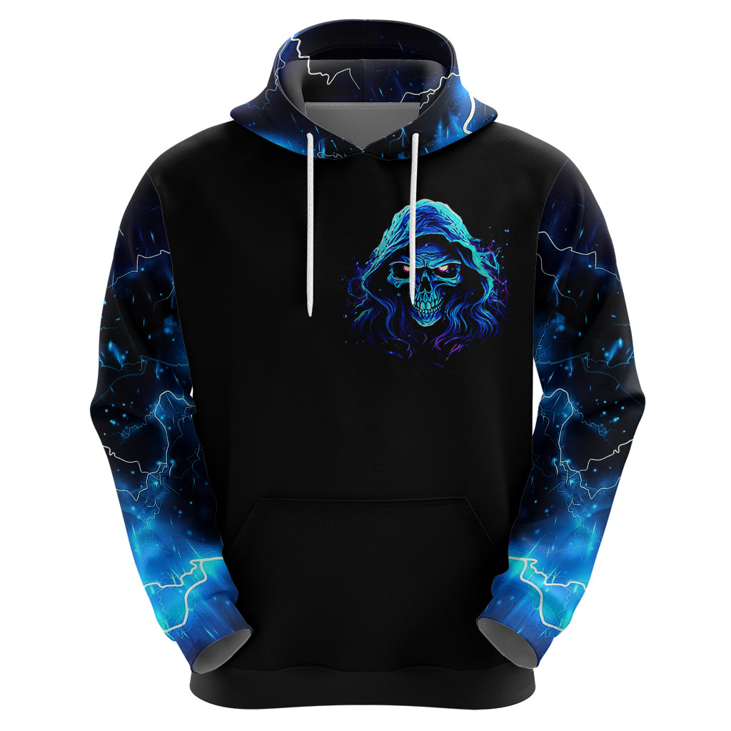 Blue Flame Skull Hoodie Blood Make You Related - Wonder Print Shop