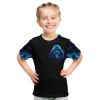 Blue Flame Skull Kid T Shirt Blood Make You Related - Wonder Print Shop