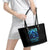 Blue Flame Skull Leather Tote Bag Blood Make You Related - Wonder Print Shop