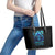 Blue Flame Skull Leather Tote Bag Blood Make You Related - Wonder Print Shop