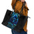 Blue Flame Skull Leather Tote Bag Blood Make You Related - Wonder Print Shop