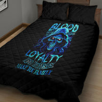 Blue Flame Skull Quilt Bed Set Blood Make You Related - Wonder Print Shop