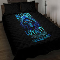 Blue Flame Skull Quilt Bed Set Blood Make You Related - Wonder Print Shop