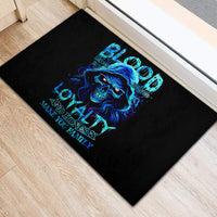 Blue Flame Skull Rubber Doormat Blood Make You Related - Wonder Print Shop