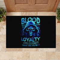 Blue Flame Skull Rubber Doormat Blood Make You Related - Wonder Print Shop