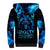 Blue Flame Skull Sherpa Hoodie Blood Make You Related - Wonder Print Shop