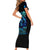 Blue Flame Skull Short Sleeve Bodycon Dress Blood Make You Related - Wonder Print Shop