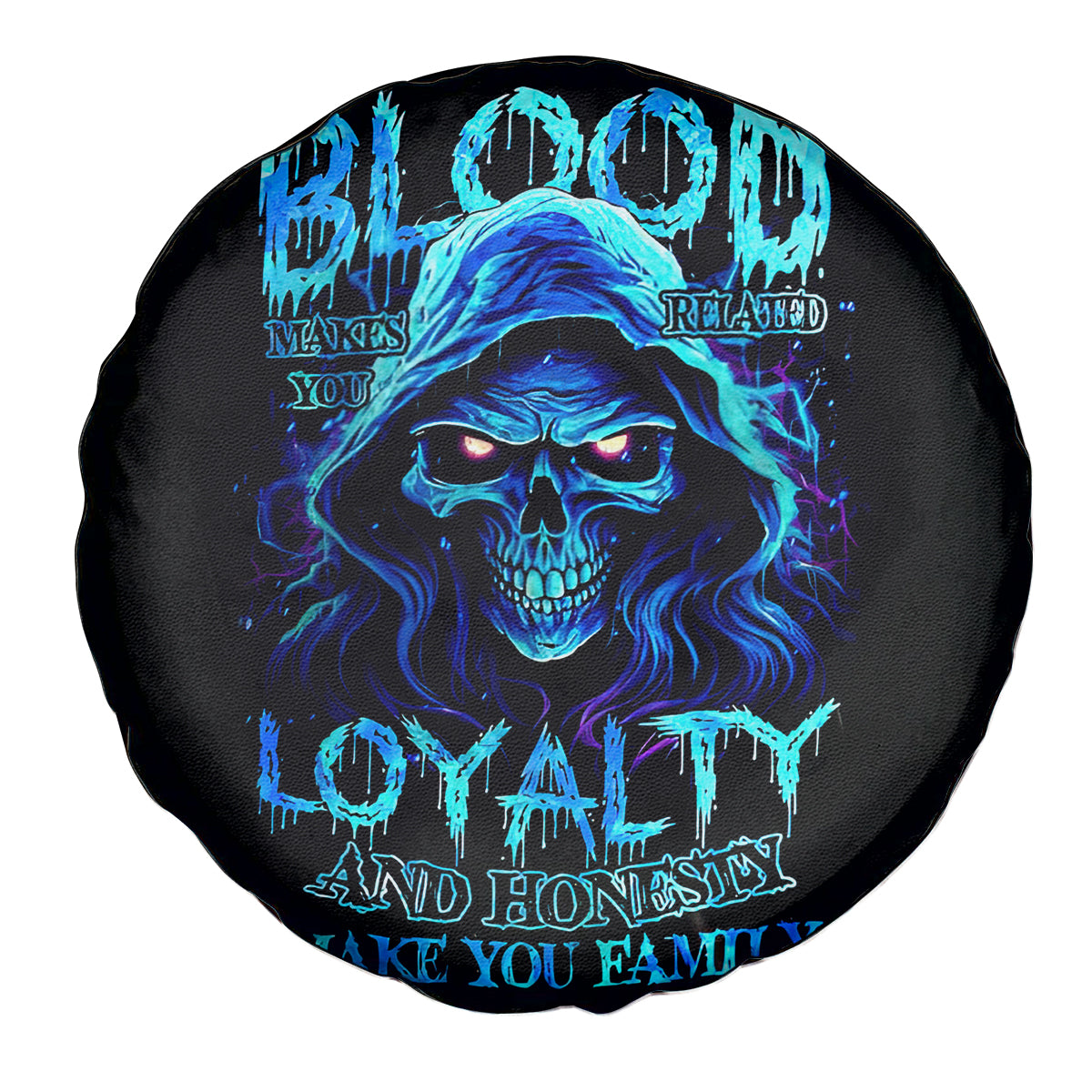Blue Flame Skull Spare Tire Cover Blood Make You Related - Wonder Print Shop