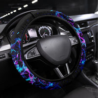Blue Flame Skull Steering Wheel Cover Blood Make You Related - Wonder Print Shop