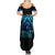 Blue Flame Skull Summer Maxi Dress Blood Make You Related - Wonder Print Shop