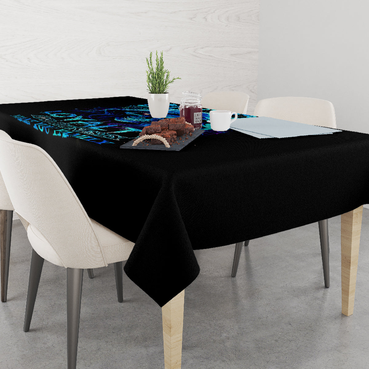 Blue Flame Skull Tablecloth Blood Make You Related - Wonder Print Shop