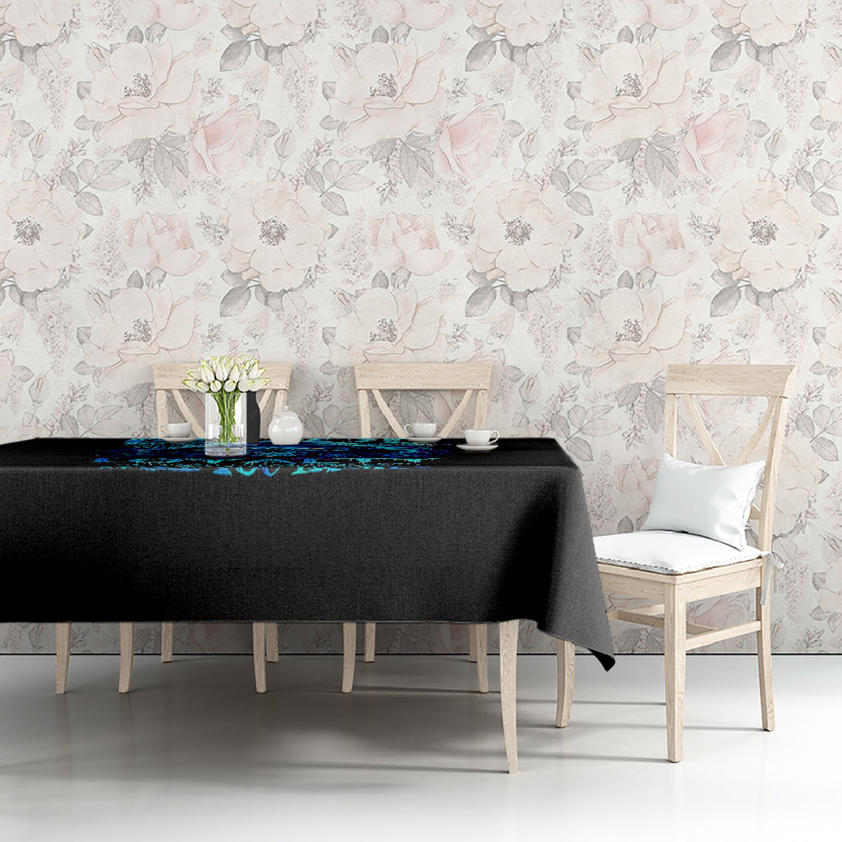 Blue Flame Skull Tablecloth Blood Make You Related - Wonder Print Shop