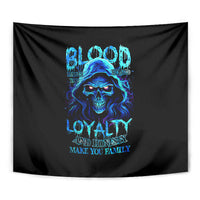Blue Flame Skull Tapestry Blood Make You Related - Wonder Print Shop