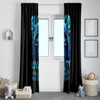 Blue Flame Skull Window Curtain Blood Make You Related - Wonder Print Shop