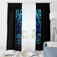 Blue Flame Skull Window Curtain Blood Make You Related - Wonder Print Shop