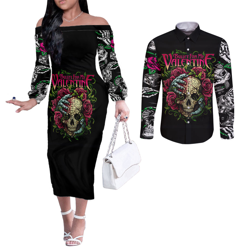 viper-skull-couples-matching-off-the-shoulder-long-sleeve-dress-and-long-sleeve-button-shirts-bullet-for-my-valentine