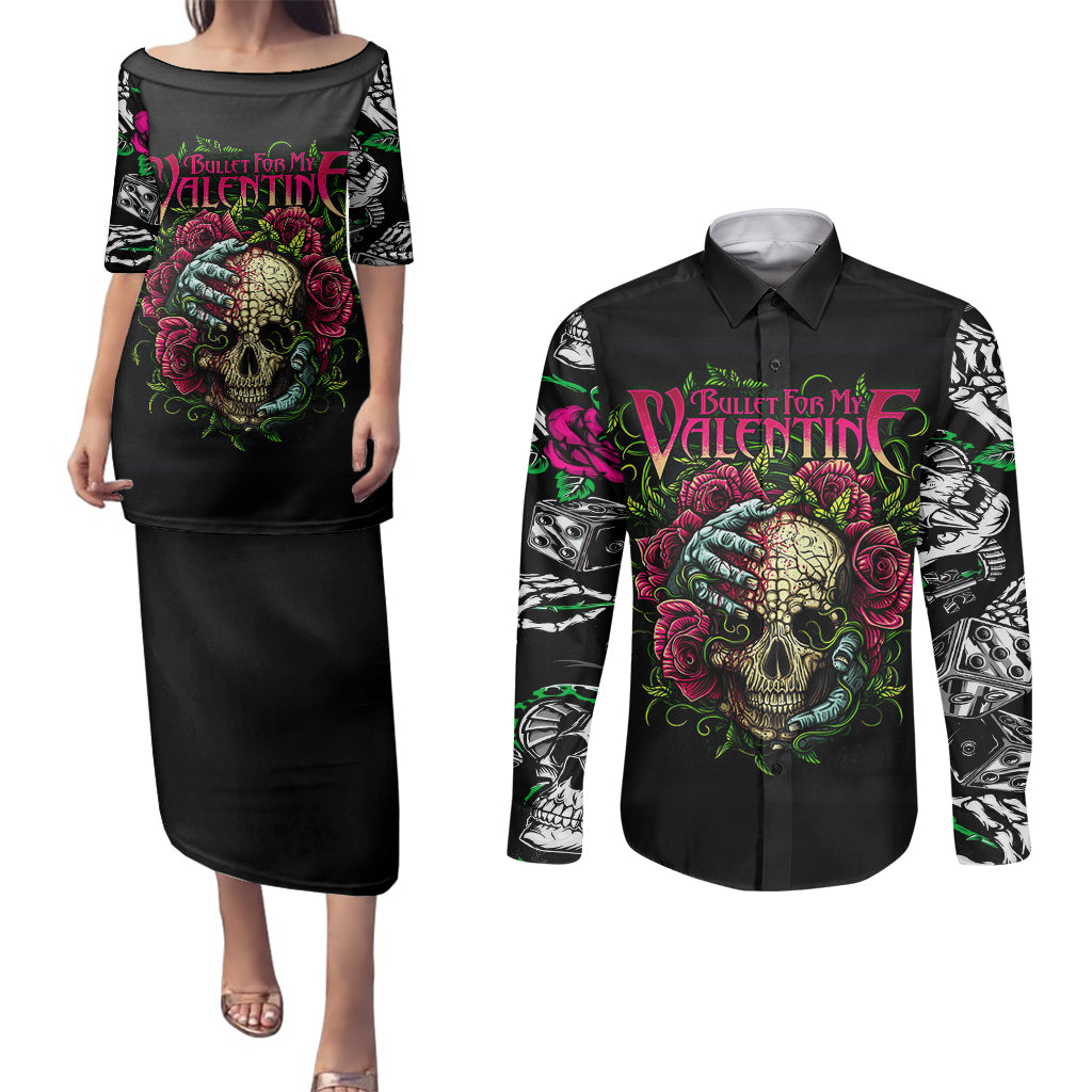 Viper Skull Couples Matching Puletasi Dress and Long Sleeve Button Shirts Bullet For My Valentine - Wonder Print Shop