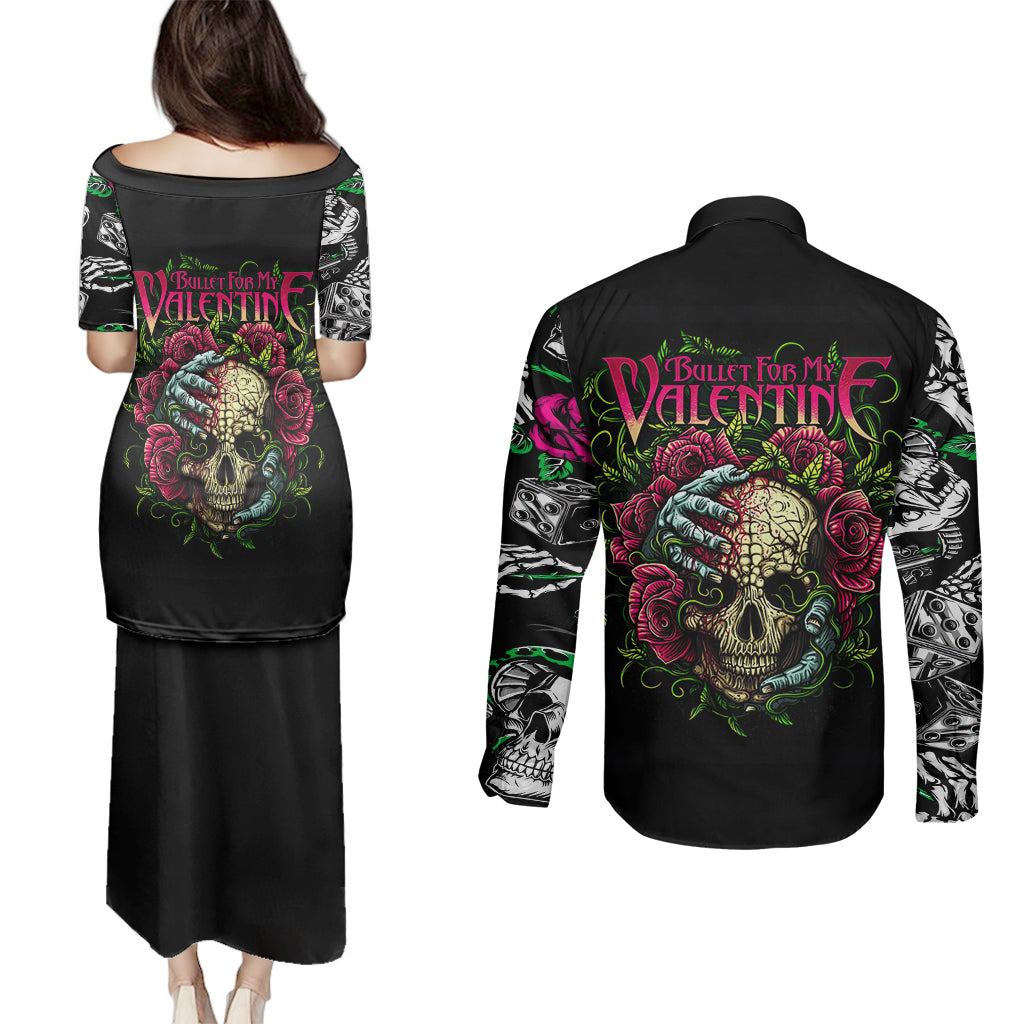 Viper Skull Couples Matching Puletasi Dress and Long Sleeve Button Shirts Bullet For My Valentine - Wonder Print Shop