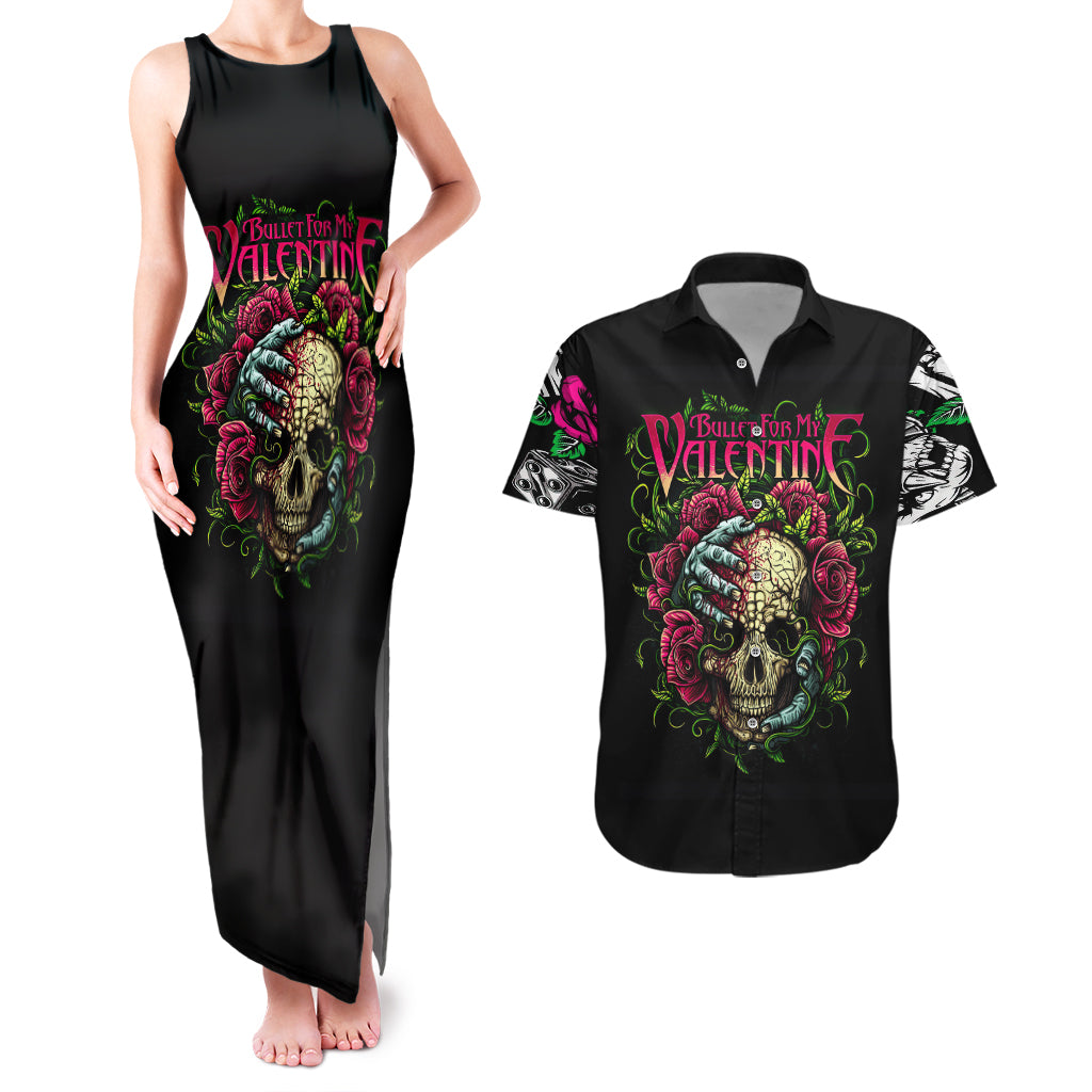 Viper Skull Couples Matching Tank Maxi Dress and Hawaiian Shirt Bullet For My Valentine - Wonder Print Shop