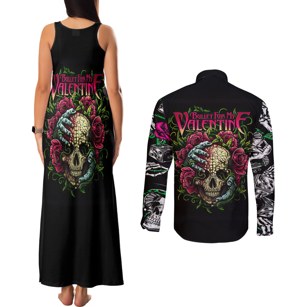 Viper Skull Couples Matching Tank Maxi Dress and Long Sleeve Button Shirts Bullet For My Valentine - Wonder Print Shop
