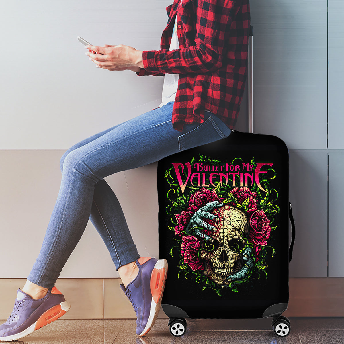 Viper Skull Luggage Cover Bullet For My Valentine - Wonder Print Shop
