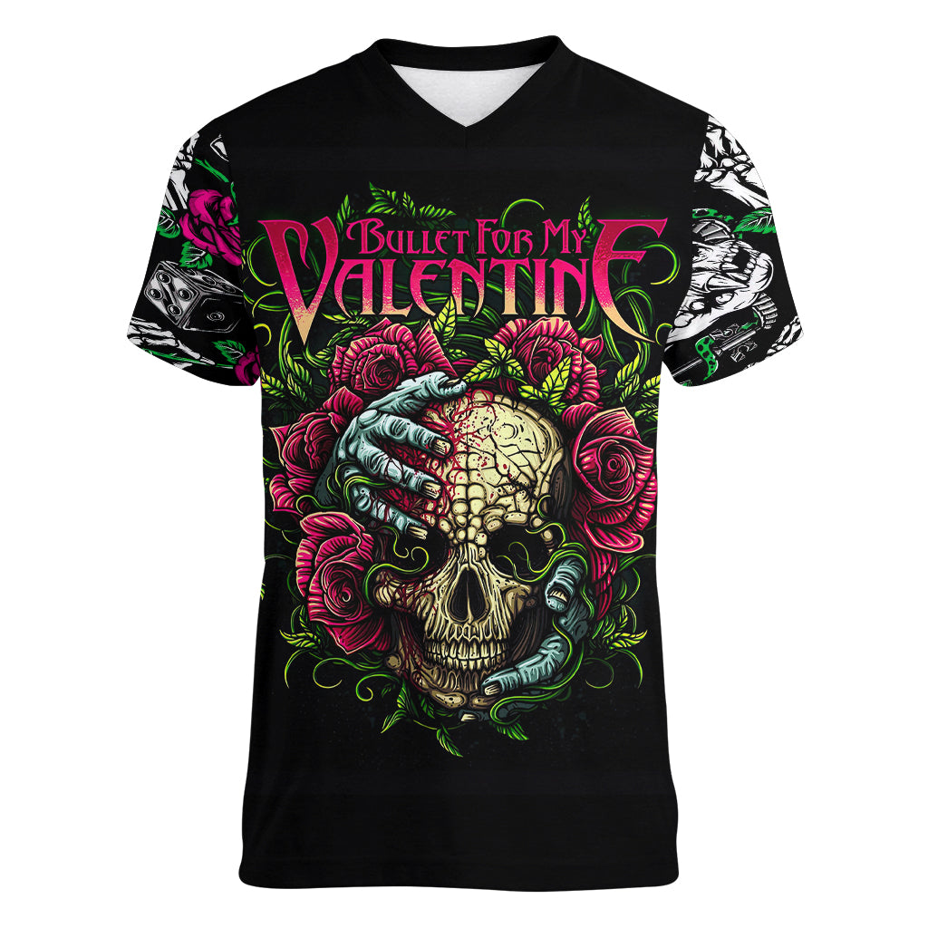 Viper Skull Women V Neck T Shirt Bullet For My Valentine - Wonder Print Shop