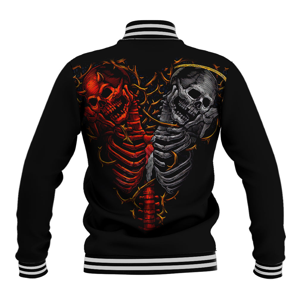 Skull Baseball Jacket Devil And Angel Twin Skull - Wonder Print Shop