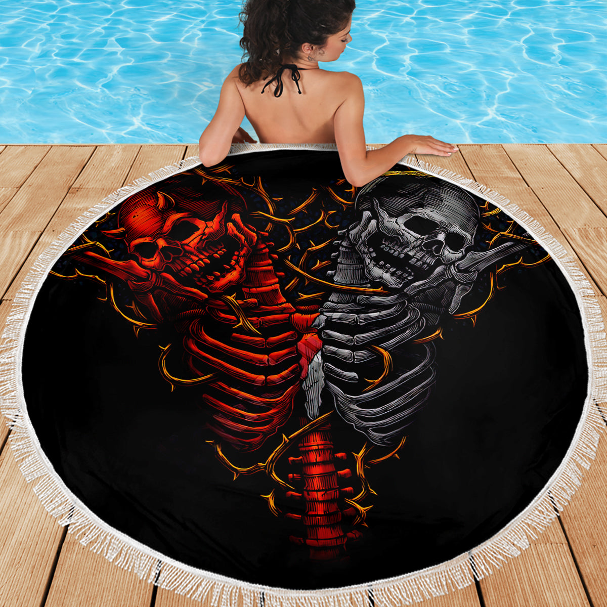 Skull Beach Blanket Devil And Angel Twin Skull - Wonder Print Shop