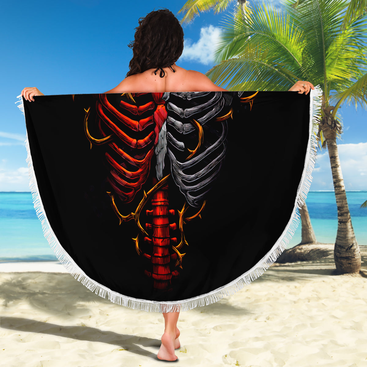 Skull Beach Blanket Devil And Angel Twin Skull - Wonder Print Shop