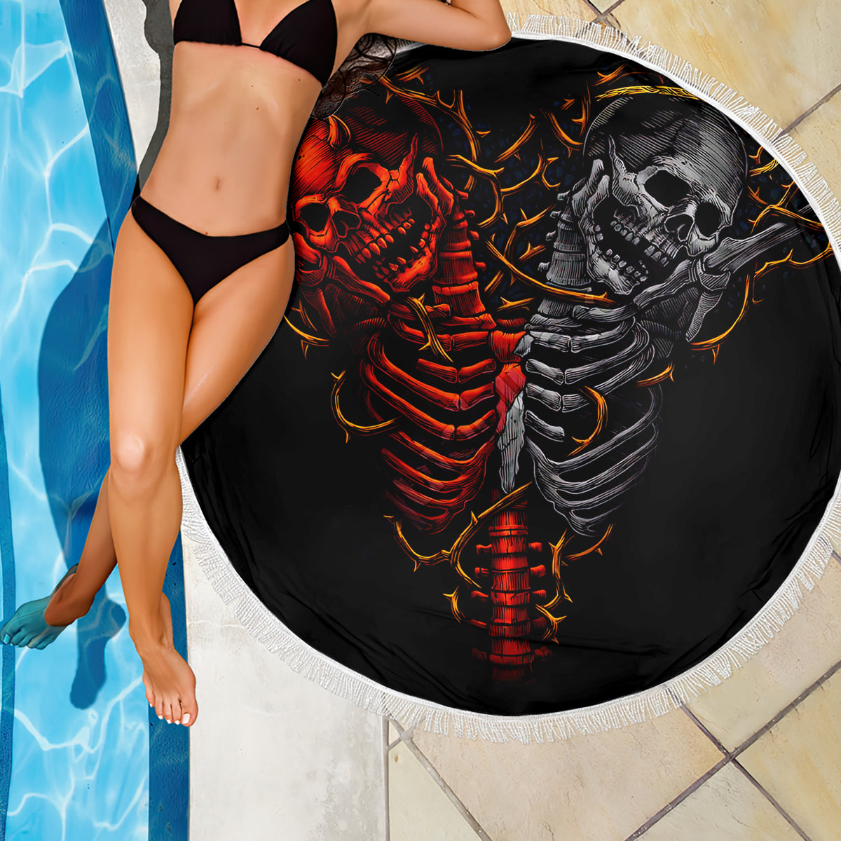 Skull Beach Blanket Devil And Angel Twin Skull - Wonder Print Shop