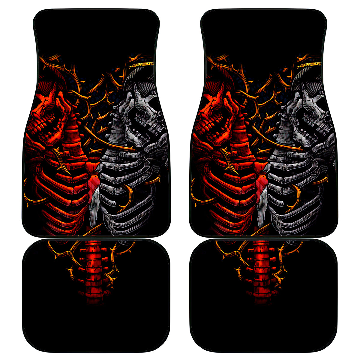 Skull Car Mats Devil And Angel Twin Skull - Wonder Print Shop