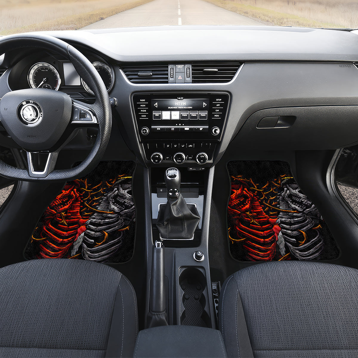 Skull Car Mats Devil And Angel Twin Skull - Wonder Print Shop