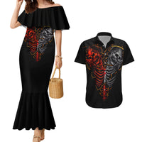 Skull Couples Matching Mermaid Dress and Hawaiian Shirt Devil And Angel Twin Skull - Wonder Print Shop